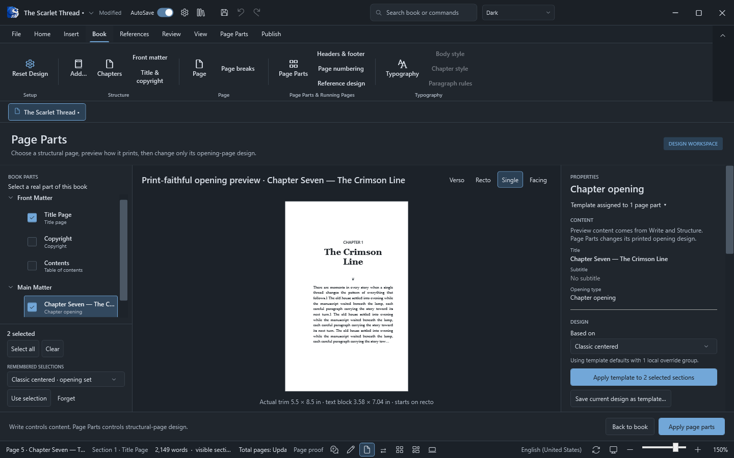 Current Oyama Scribe Page Parts workspace for chapter opening pages