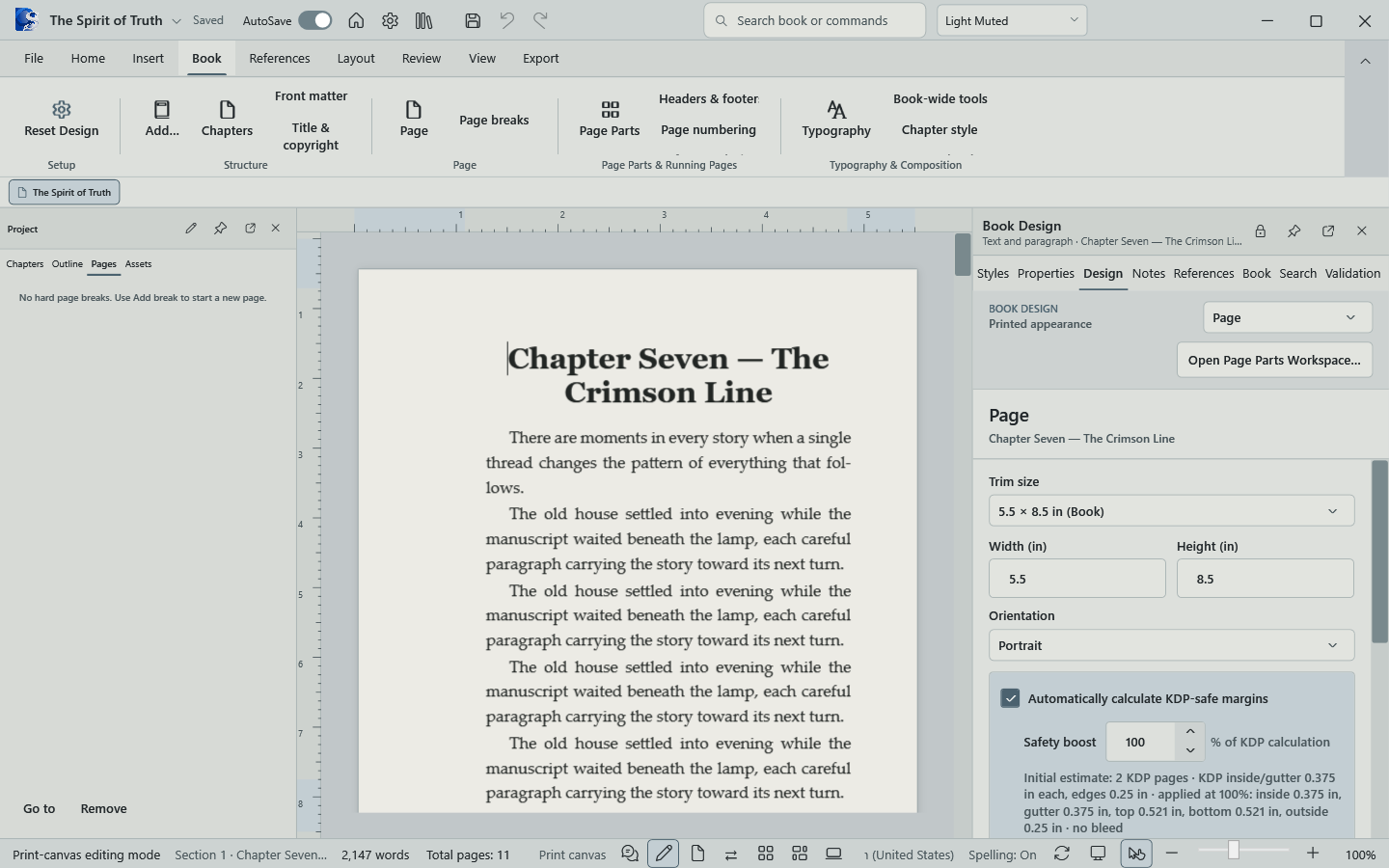 Current Oyama Scribe Book Design workspace showing pages and design controls
