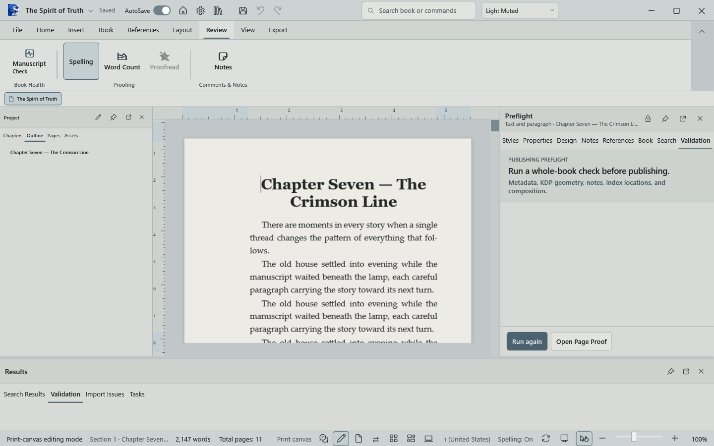 Current Oyama Scribe review workspace with validation and manuscript context
